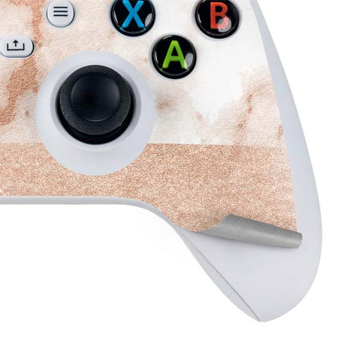White Rose Gold Marble Xbox Series S Controller Skin